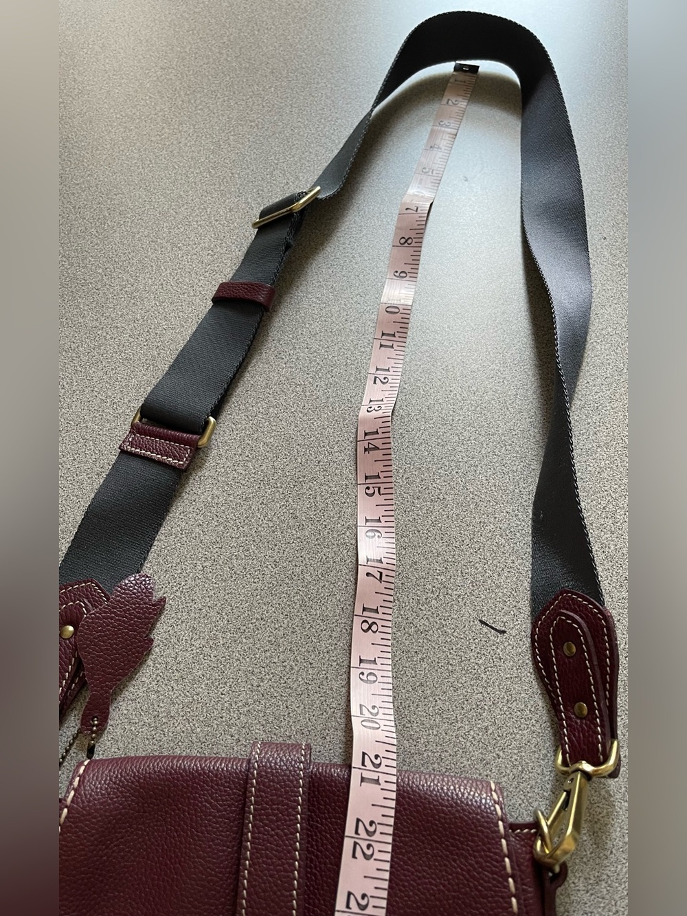 Roots  Leather Saddle Crossbody Bag in Deep Plum - Picture 14 of 14
